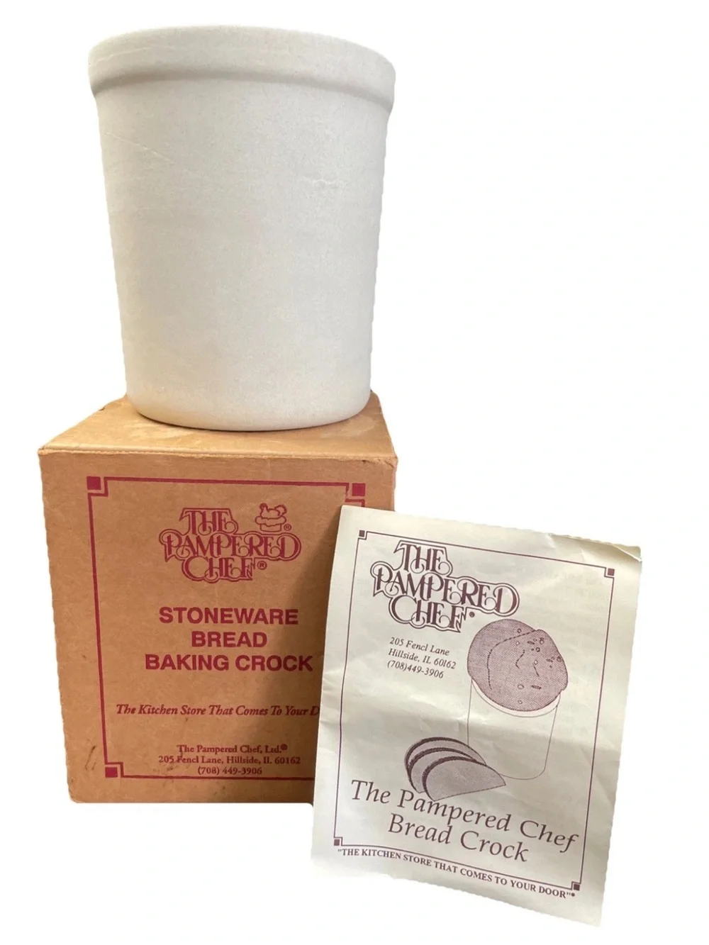 Pampered Chef Stoneware Bread Baking Crock 6” VTG 1992 Made In USA NEW Open Box!